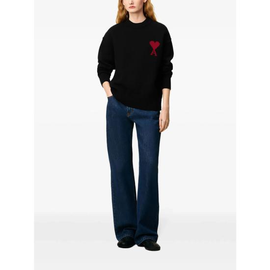 26SS 아미 빅 하트 울 크루넥 스웨터 UKS838 018 009 BLACK - AMI