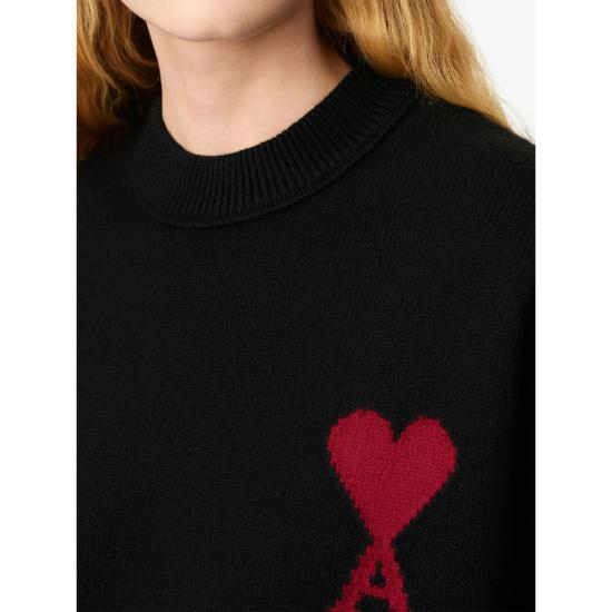 26SS 아미 빅 하트 울 크루넥 스웨터 UKS838 018 009 BLACK - AMI