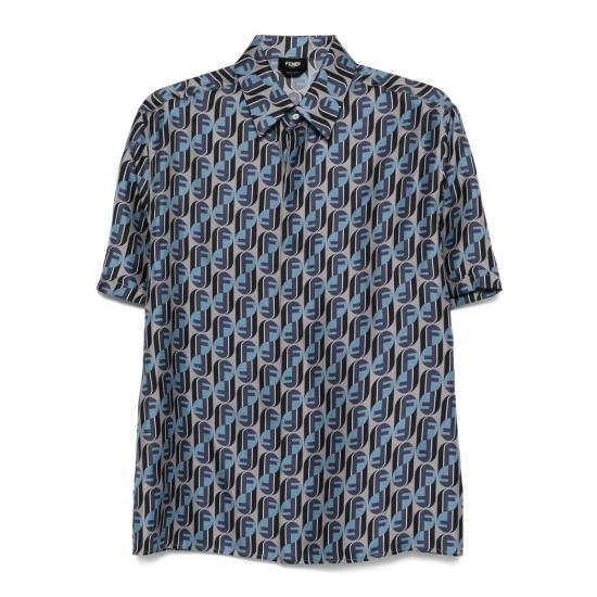 25FW 펜디 반팔 셔츠 AVDB FS0795 F1TRQ GREY BLUE