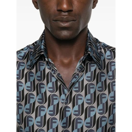 25FW 펜디 반팔 셔츠 AVDB FS0795 F1TRQ GREY BLUE - FENDI