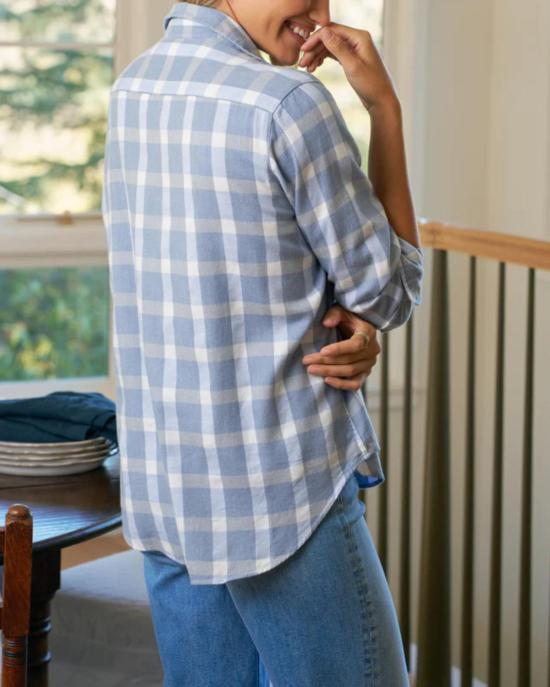  프랭크 앤 에일린 셔츠 프랭크 & 아일린 아일린 릴렉스 버튼업 셔츠 라지 사이즈, 블루/화이트 체크 - FRANK & EILEEN