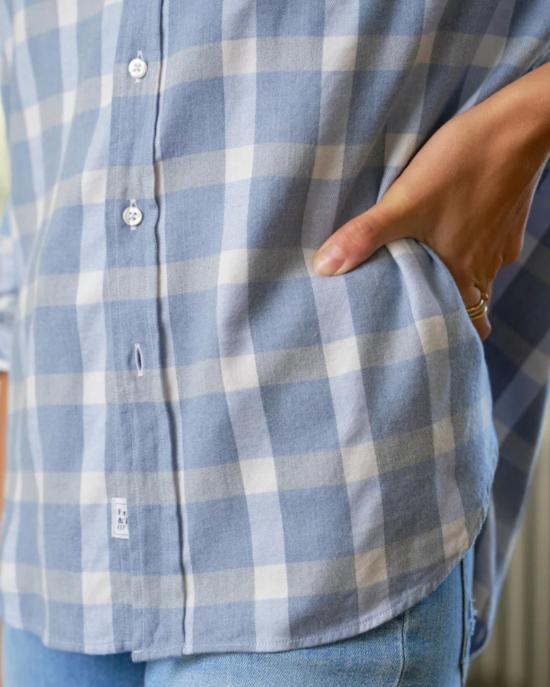  프랭크 앤 에일린 셔츠 프랭크 & 아일린 아일린 릴렉스 버튼업 셔츠 라지 사이즈, 블루/화이트 체크 - FRANK & EILEEN