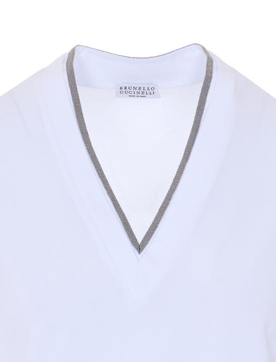 26SS 브루넬로 쿠치넬리 모닐리 브이넥 코튼 M0T18BD222 C159 White