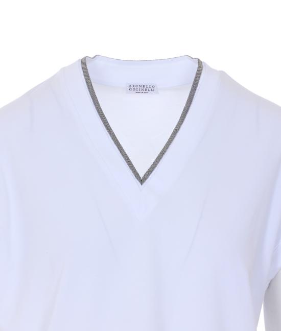 26SS 브루넬로 쿠치넬리 모닐리 브이넥 코튼 M0T18BD222 C159 White - BRUNELLO CUCINELLI