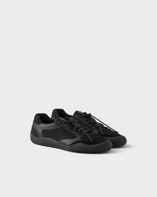 26SS 프라다 스피드락 레더 앤 메쉬 패브릭 스니커즈 2EE4683ZM0F0002 F G000 Black - PRADA