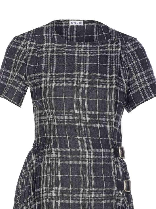 25FW 버버리 체크 울 블랜드킬트 미디 드레스 8116016 Grey - BURBERRY