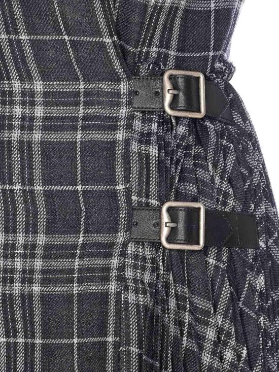 25FW 버버리 체크 울 블랜드킬트 미디 드레스 8116016 Grey - BURBERRY