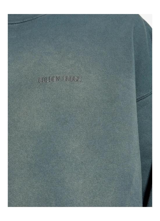 26SS 골든구스 로고 자수 코튼 스웨트셔츠 GUP01938P002146 90498 BLEACHED WASHED BLACK - GOLDEN GOOSE