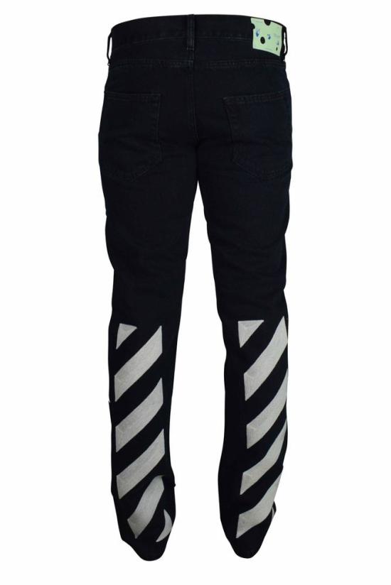  오프화이트 데님 팬츠 아이코닉한 화살표 디테일이 돋보이는 슬림핏 블랙 - OFF WHITE