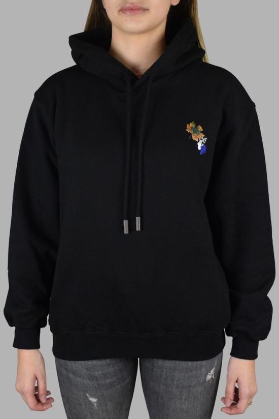  오프화이트 후드 티셔츠 나뭇잎 패턴 블랙 후드티 (로고 디테일 포함) - OFF WHITE