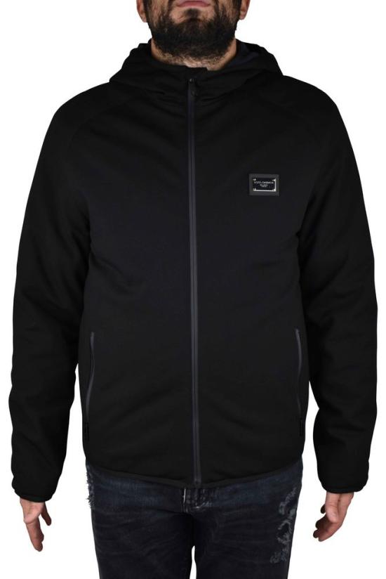  돌체앤가바나 후드 티셔츠 신축성 있는 기능성 저지 소재의 블랙 후드 베스트 - DOLCE & GABBANA