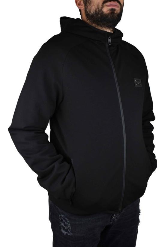  돌체앤가바나 후드 티셔츠 신축성 있는 기능성 저지 소재의 블랙 후드 베스트 - DOLCE & GABBANA