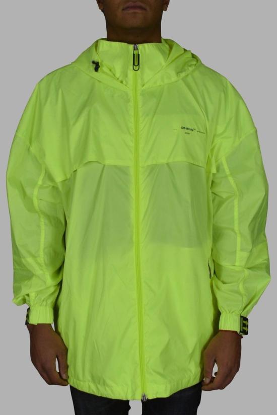  오프화이트 자켓 지퍼 포켓이 있는 형광 노란색 바람막이 - OFF WHITE