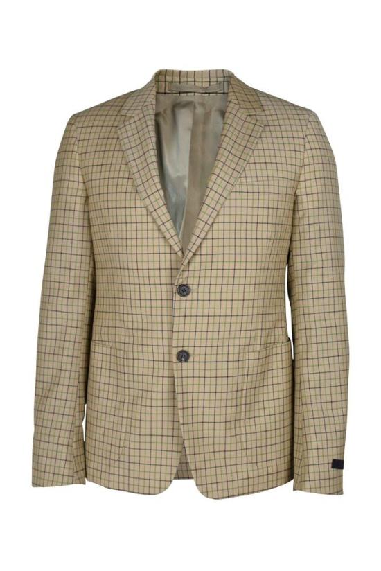  프라다 자켓 베이지색 체크무늬 울 재킷