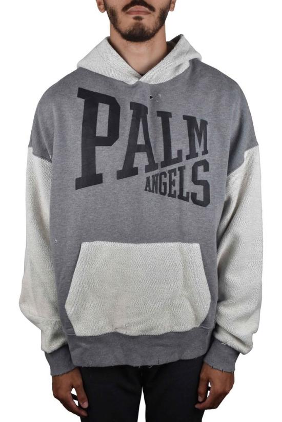  팜앤젤스 후드 티셔츠 패치워크 요크 후드 스웨트셔츠 (빈티지 디테일 포함) - PALM ANGELS