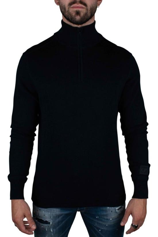  씨피 컴퍼니 터틀넥 네이비 블루 파인 니트 스웨터 - C.P. COMPANY