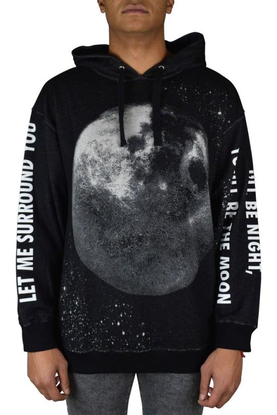  발렌티노 가라바니 후드 티셔츠 달 프린트 오버사이즈 후드티 (골지 밑단) - VALENTINO GARAVANI