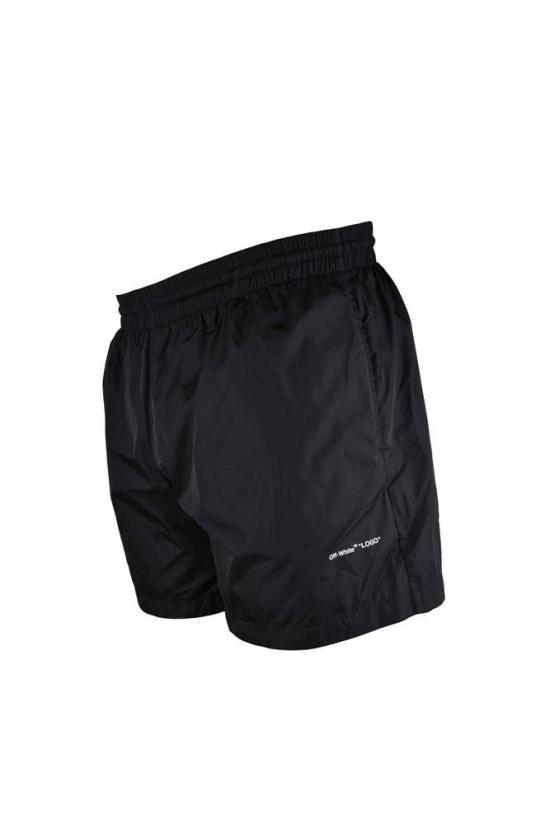  오프화이트 스윔팬츠 아이코닉한 로고 프린트가 돋보이는 블랙 수영 반바지 - OFF WHITE