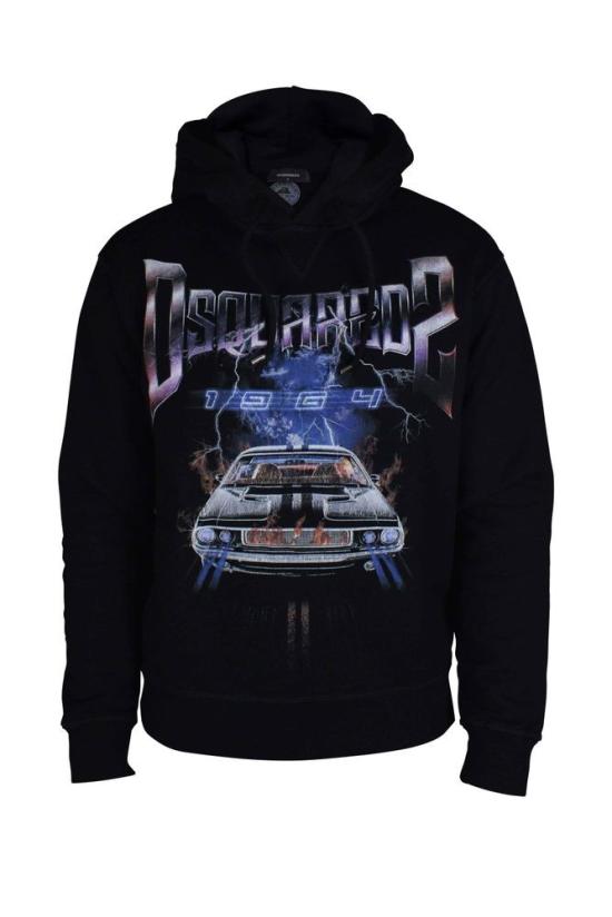  디스퀘어드2 후드 티셔츠 그래픽 프린트 후드티 (드로스트링 디테일)