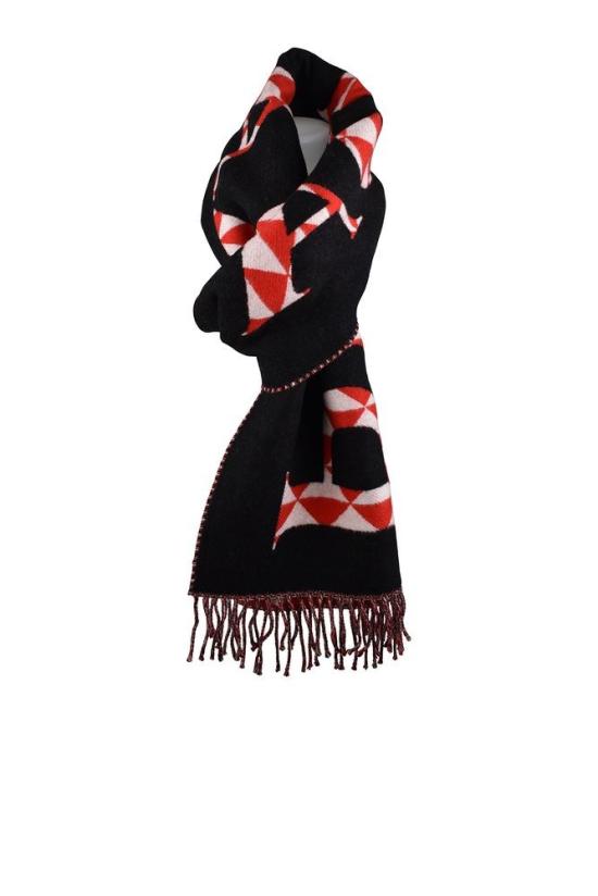  프라다 머플러/스카프 삼색 울 스카프, 대비되는 로고