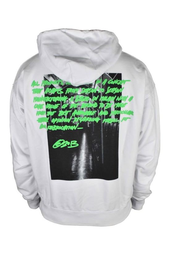  오프화이트 후드 티셔츠 그래픽 프린트가 있는 오버사이즈 화이트 후드티 - OFF WHITE