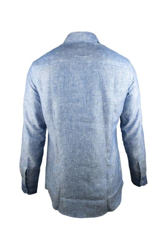  무레르 데님 셔츠 슬림핏 블루 린넨 - MOORER