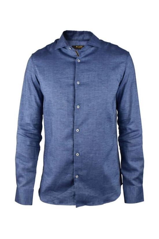  무레르 긴팔 셔츠 진한 파란색 린넨 슬림핏