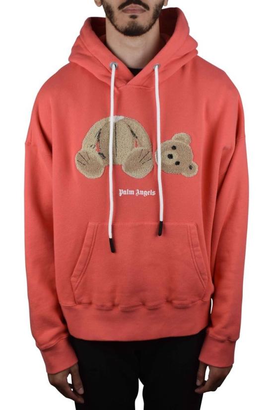  팜앤젤스 후드 티셔츠 코랄 코튼 후드티 - PALM ANGELS