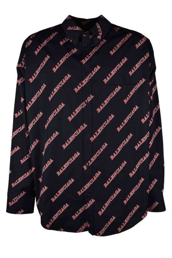  발렌시아가 긴팔 셔츠 클래식 칼라가 있는 모노그램 코튼