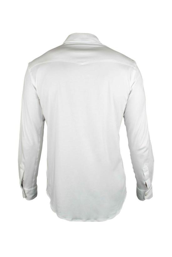  무레르 긴팔 셔츠 패치 포켓이 있는 몸에 딱 맞는 흰색 면 - MOORER