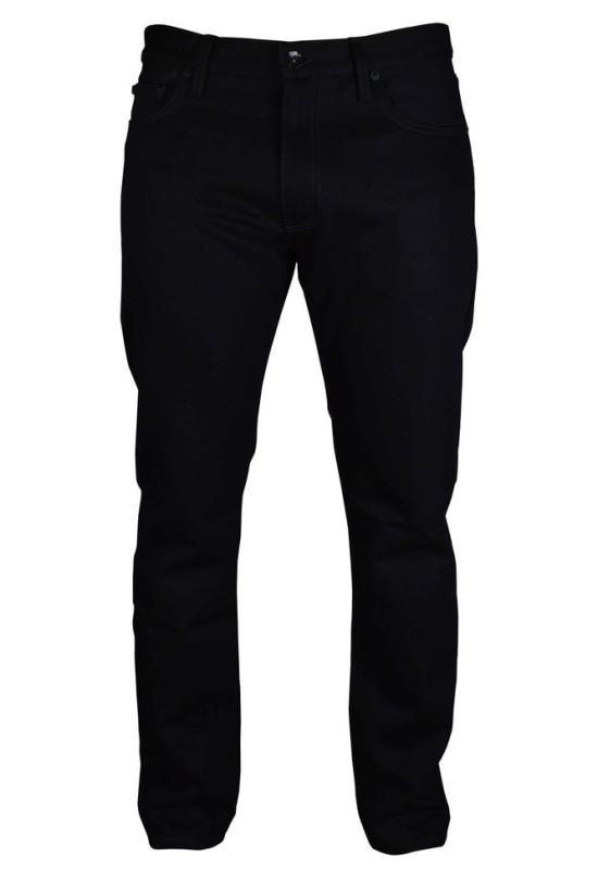  오프화이트 데님 팬츠 사선 스트라이프가 있는 일자핏 블랙 진