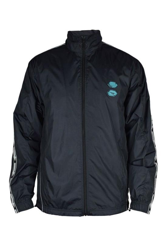  오프화이트 자켓 하이넥 블랙 재킷