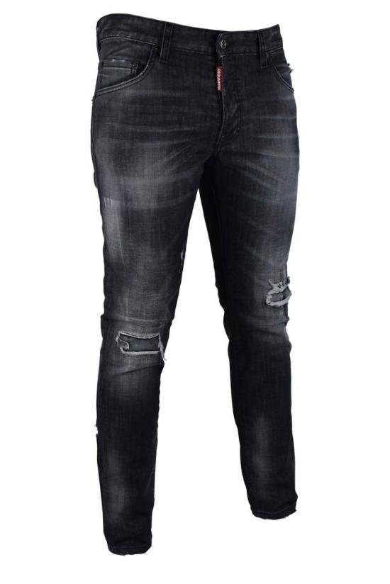  디스퀘어드2 데님 팬츠 빈티지 느낌의 다크 코튼 스케이터 진 - DSQUARED2