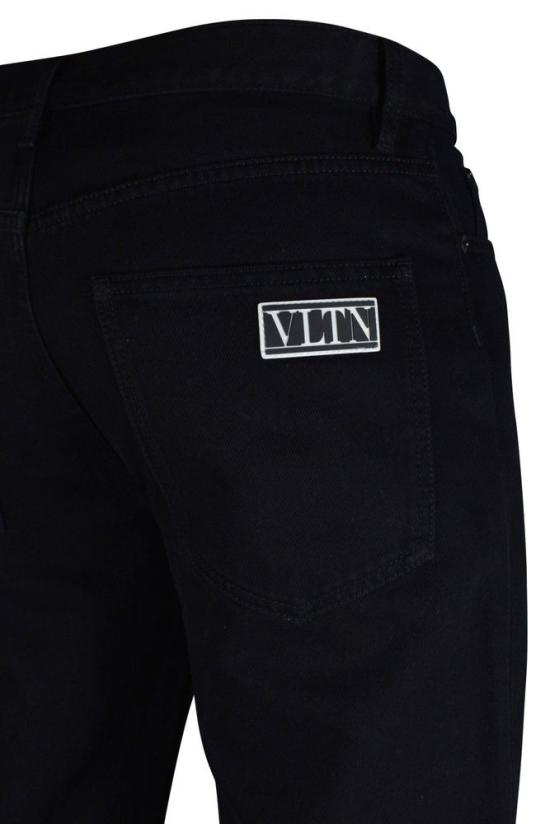  발렌티노 가라바니 데님 팬츠 스트레이트 핏 블랙 스트레치 코튼 진 - VALENTINO GARAVANI