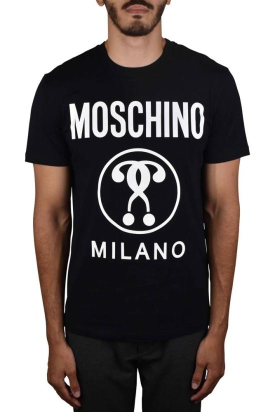  모스키노 반팔 티셔츠 강렬한 로고 프린트가 돋보이는 면 티셔츠 - MOSCHINO