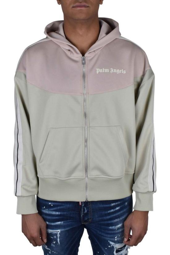  팜앤젤스 후드 티셔츠 투톤 컬러의 후드와 로고가 있는 지퍼 여밈 가디건 - PALM ANGELS
