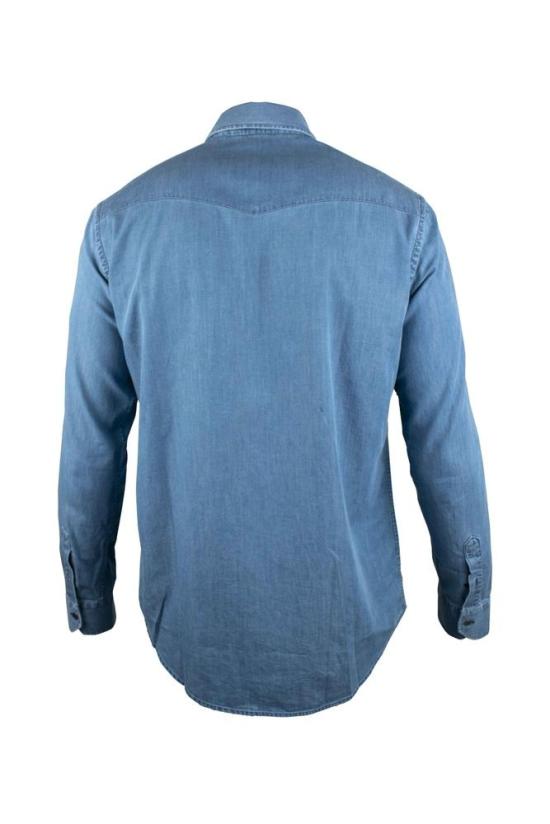  무레르 데님 셔츠 진주 단추 여밈  셔츠 - MOORER