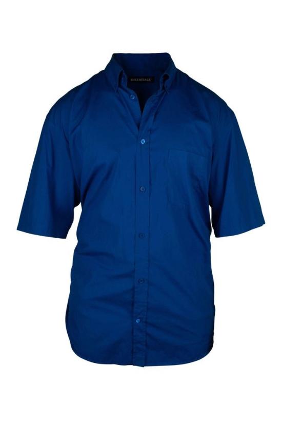  발렌시아가 반팔 셔츠 일렉트릭 블루 코튼 캐주얼