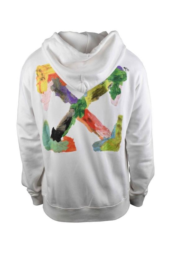  오프화이트 후드 티셔츠 후드 끈이 달린 흰색 면 스웨트셔츠 - OFF WHITE