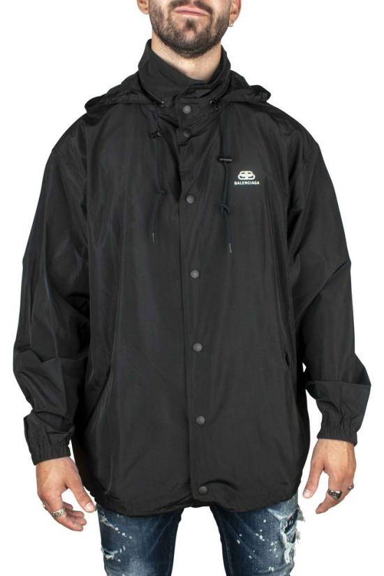  발렌시아가 자켓 하이넥 블랙 레인코트 - BALENCIAGA