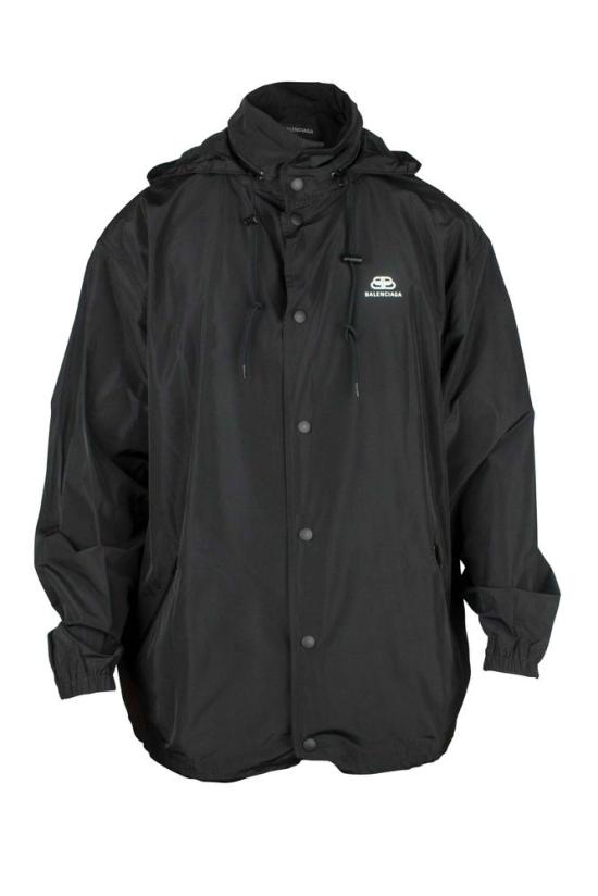  발렌시아가 자켓 하이넥 블랙 레인코트