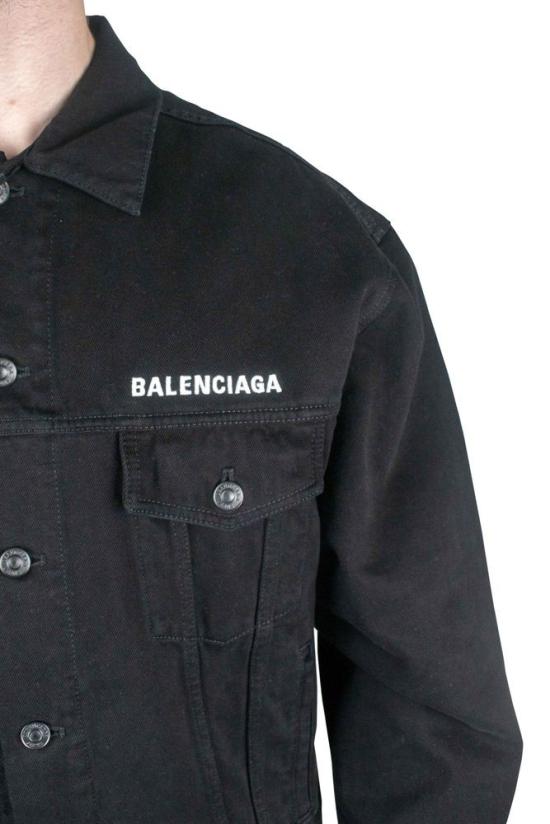  발렌시아가 데님 자켓 플랩 포켓이 있는 크롭 블랙  재킷 - BALENCIAGA