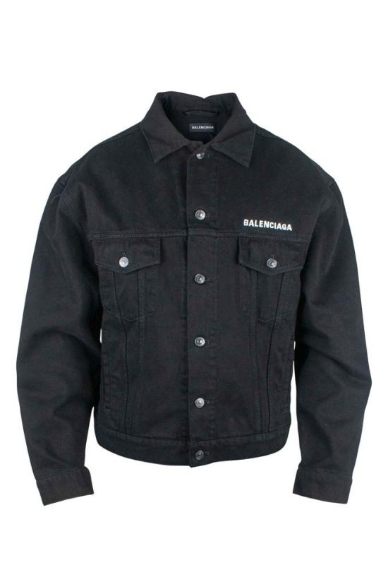  발렌시아가 데님 자켓 플랩 포켓이 있는 크롭 블랙  재킷