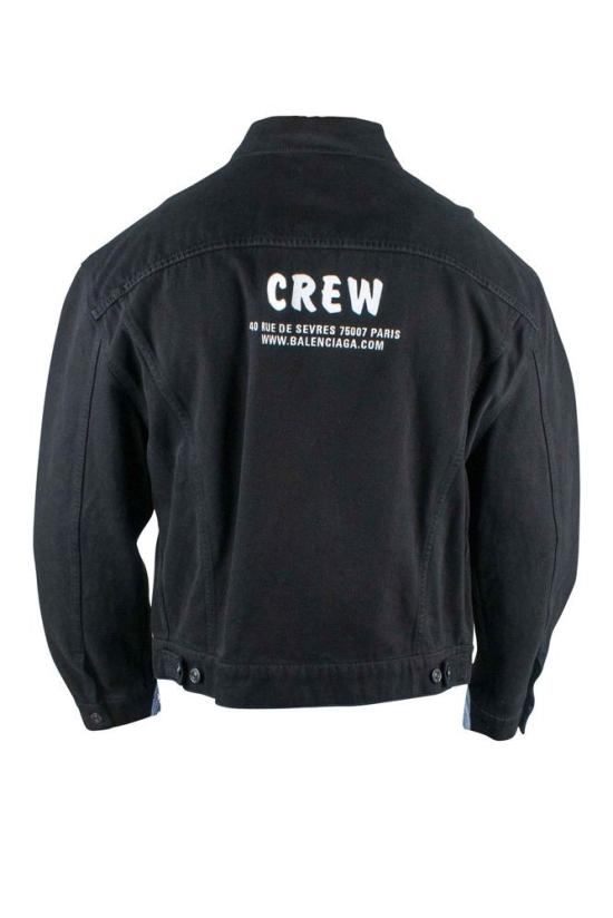  발렌시아가 데님 자켓 플랩 포켓이 있는 크롭 블랙  재킷 - BALENCIAGA