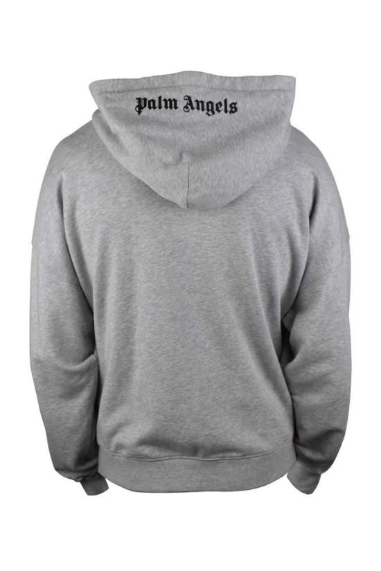  팜앤젤스 후드 티셔츠 자수 로고가 있는 편안한 회색 후드티 - PALM ANGELS