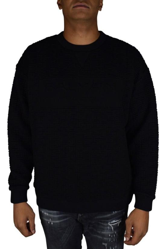  발망 스웨터 블랙 퀼팅 코튼 스웨터 - BALMAIN