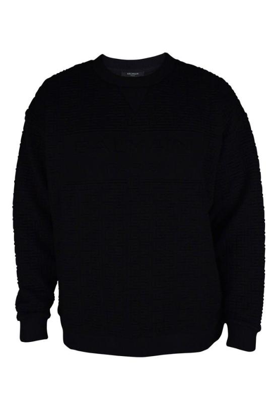  발망 스웨터 블랙 퀼팅 코튼 스웨터