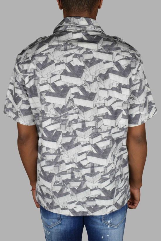  오프화이트 반팔 셔츠 3D 화살표 패턴이 있는 회색 반팔 - OFF WHITE