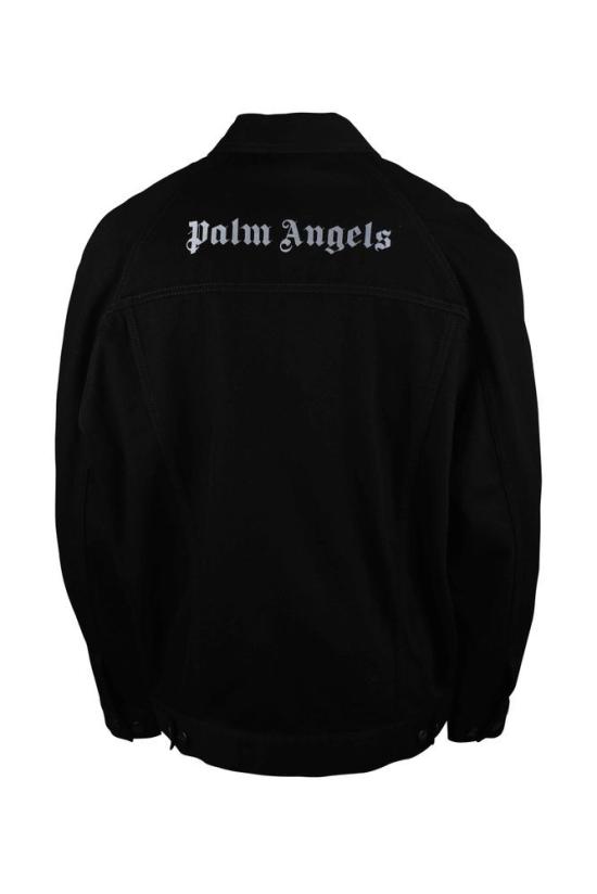  팜앤젤스 데님 자켓 자수 로고가 있는 블랙  재킷 - PALM ANGELS