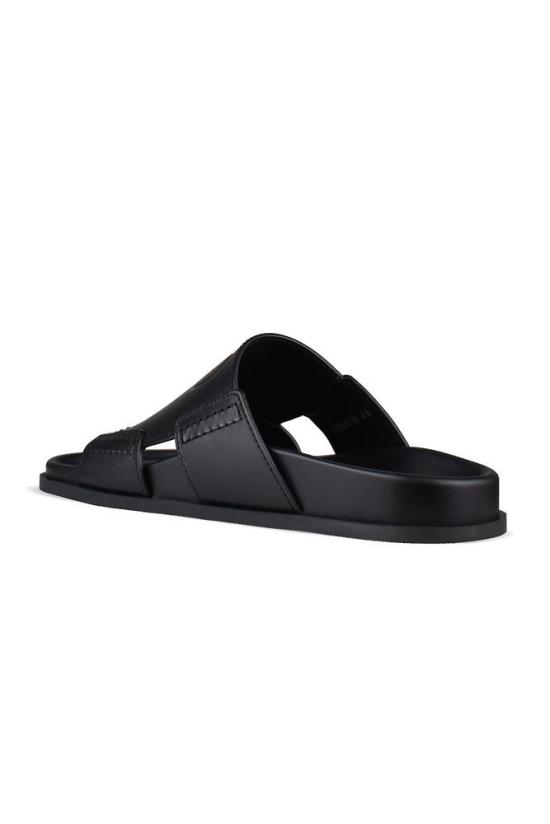  발렌티노 가라바니 로퍼 블랙 레더 브이로고 샌들 - VALENTINO GARAVANI